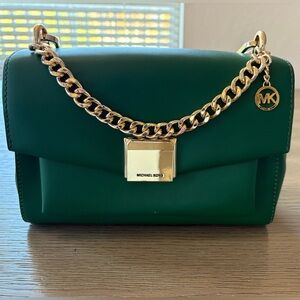 Michael Kors Emerald Green Shoulder Bag with Gold Chain